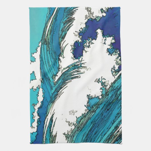 PixDezines konen uehara oceaangolven, 上 原 Theedoek (Verticaal)