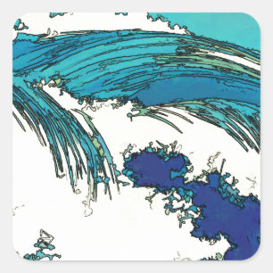 PixDezines konen uehara oceaangolven, 上 原 Vierkante Sticker