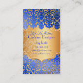 PixDezines koningsblauwe flora damast/faux perkame Visitekaartje (Achterkant)