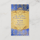 PixDezines koningsblauwe flora damast/faux perkame Visitekaartje (Achterkant)