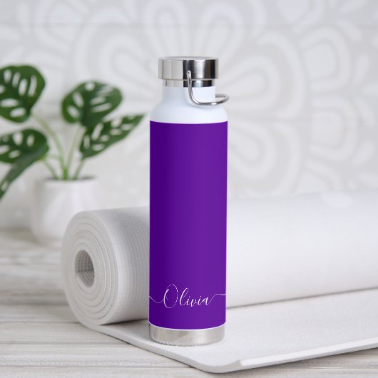PixDezines Koninklijk Paars DIY Kleur Monogram Waterfles (Yoga)