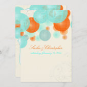 PixDezines koraal+blauwe lantaarns/dij kleur Kaart (Voorkant / Achterkant)