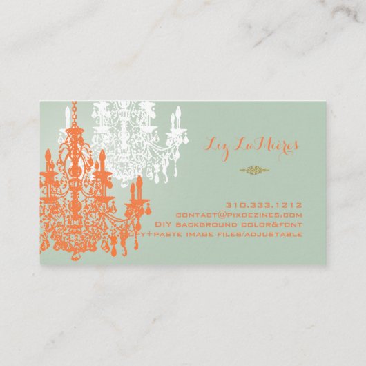 PixDezines koraal sinaasappel kroonluchter/DIY kle Visitekaartje (Achterkant)