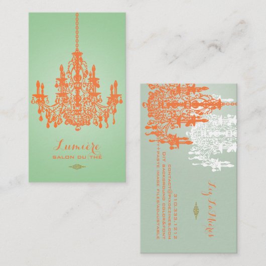 PixDezines koraal sinaasappel kroonluchter/DIY kle Visitekaartje (Voorkant / Achterkant)