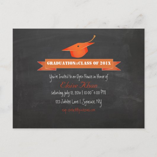 PixDezines krijtbord afstuderen Uitnodiging Briefkaart (Voorkant)