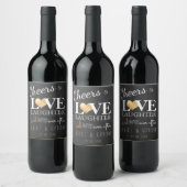 PixDezines krijtbord + Faux gouden hart Wijn Etiket (Flessen)