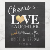 PixDezines krijtbord + Faux gouden hart Wijn Etiket (Enkel label)