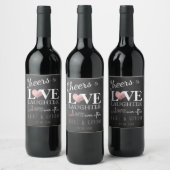 PixDezines krijtbord + faux Roos gouden hart Wijn Etiket (Flessen)