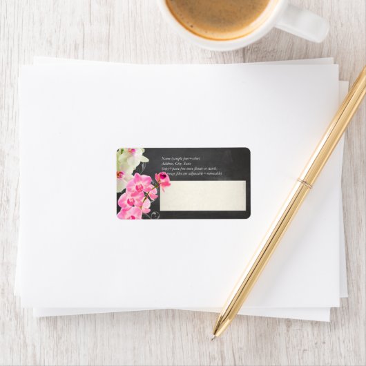 PixDezines krijtbord + kona roze orchidee Etiket (Insitu)