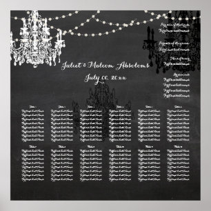 PixDezines krijtbord/kroonluchters/stoelenkaart Poster
