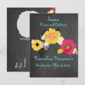 PixDezines krijtbord luau Afstuderen/tropisch Aankondigingskaart (Voorkant / Achterkant)