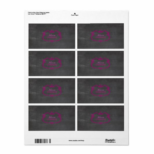 PixDezines Krijtbord + Magenta Whimsy Lijst Etiket (Full Sheet)