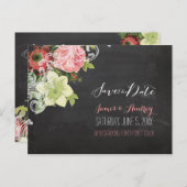 PixDezines krijtbord opslaan van de datum /  rozen Aankondigingskaart (Voorkant / Achterkant)