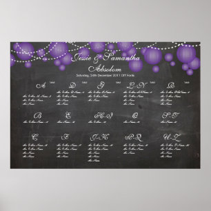 PixDezines-krijtbord+paarse lantaarn/zitplaats Poster