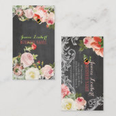 PixDezines krijtbord +  pioenrozen Visitekaartje (Voorkant / Achterkant)