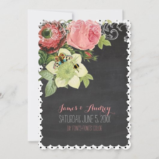 PixDezines krijtbord/rococo/ rozen Kaart (Voorkant)