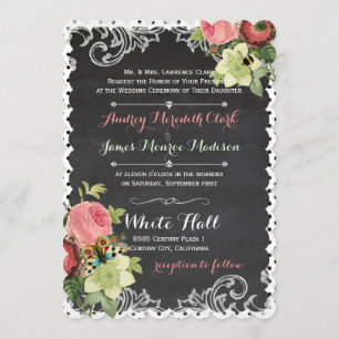 PixDezines krijtbord/rococo/ rozen Kaart