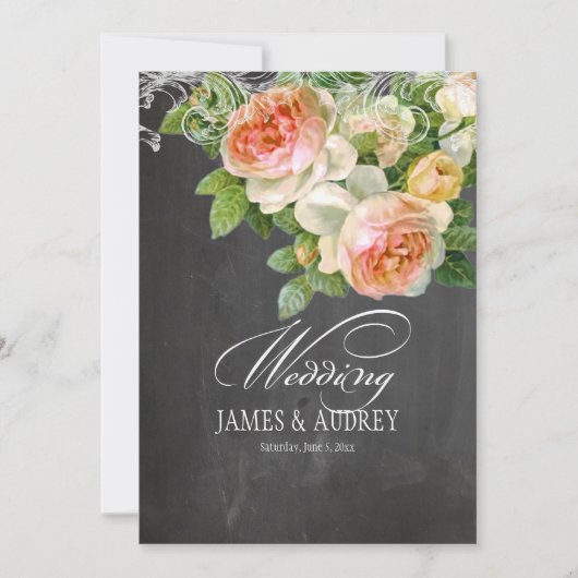 PixDezines krijtbord/rococo/vintage rozen Kaart (Voorkant)