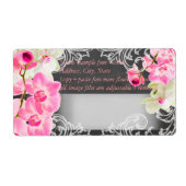 PixDezines krijtbord + roze kona orchidee Etiket (Voorkant)