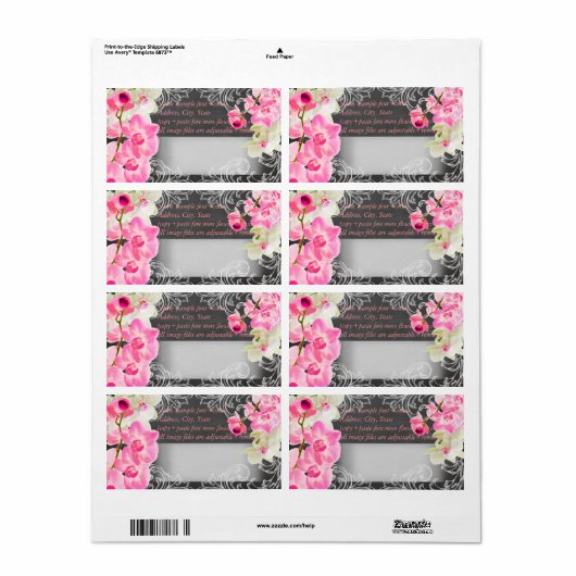 PixDezines krijtbord + roze kona orchidee Etiket (Full Sheet)