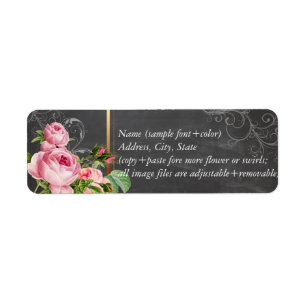 PixDezines krijtbord + rozen Etiket