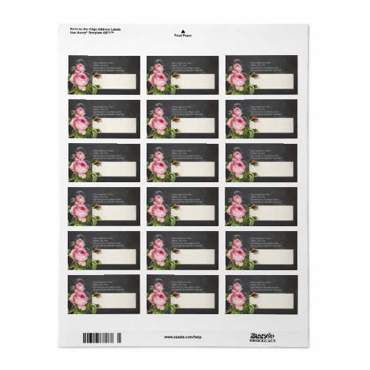 PixDezines krijtbord +  rozen Etiket (Full Sheet)