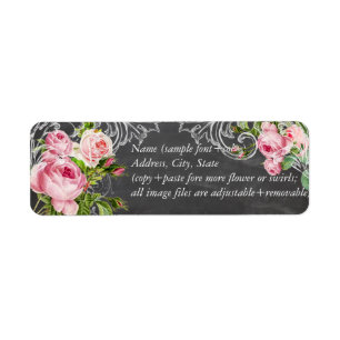 PixDezines krijtbord + rozen Etiket