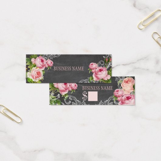 PixDezines krijtbord + rozen / prijs labels Mini Visitekaartjes (Kantoor)