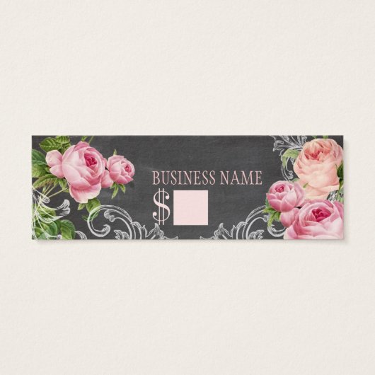 PixDezines krijtbord +  rozen / prijs labels Mini Visitekaartjes (Achterkant)