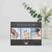 PixDezines krijtbord/trouwfoto's dank u Briefkaart (Staand voorkant)