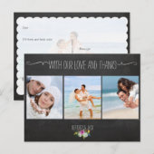 PixDezines krijtbord/trouwfoto's dank u Briefkaart (Voorkant / Achterkant)