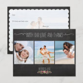 PixDezines krijtbord/trouwfoto's dank u Briefkaart (Voorkant / Achterkant)