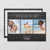 PixDezines krijtbord/trouwfoto's dank u Briefkaart (Voorkant / Achterkant)