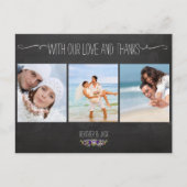 PixDezines krijtbord/trouwfoto's dank u Briefkaart (Voorkant)