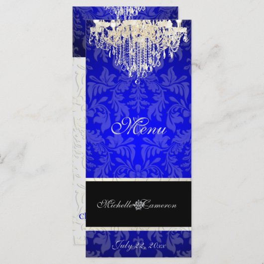 PixDezines kristal kroonluchter/barok damast menu (Voorkant / Achterkant)