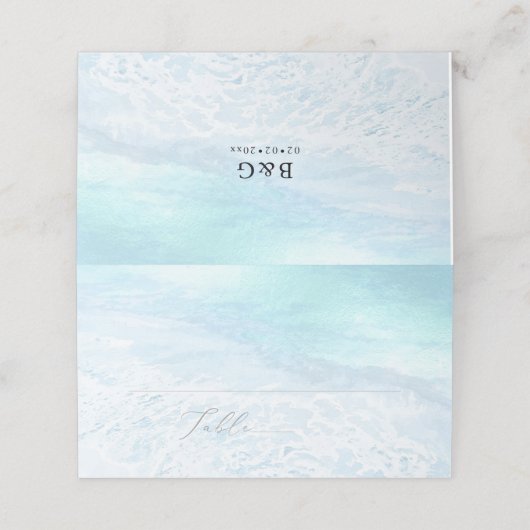 PixDezines Kristalblauw Kuststrand Plaatskaartje (Buitenkant ongevouwen)