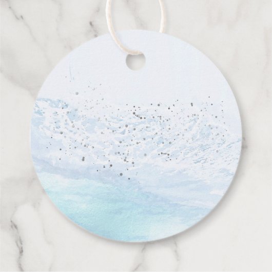 PixDezines Kristalblauwe kustlijn, Strand Dank u Bedankjes Labels (Achterkant)