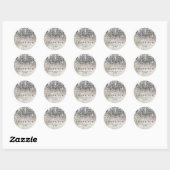 PixDezines kristallen kroonluchter/faux zilver fol Ronde Sticker (Vel)