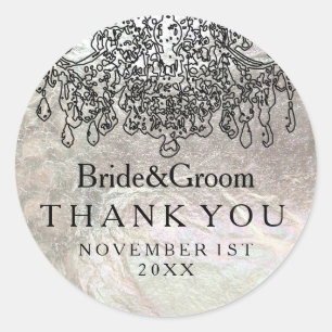 PixDezines kristallen kroonluchter/nep zilverfolie Ronde Sticker