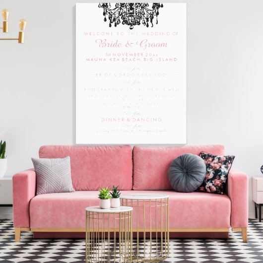 PixDezines kroonluchter bruiloft programma Canvas Afdruk (Insitu (Woonkamer))
