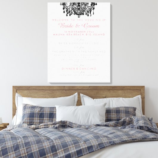 PixDezines kroonluchter bruiloft programma Canvas Afdruk (Insitu (Slaapkamer))