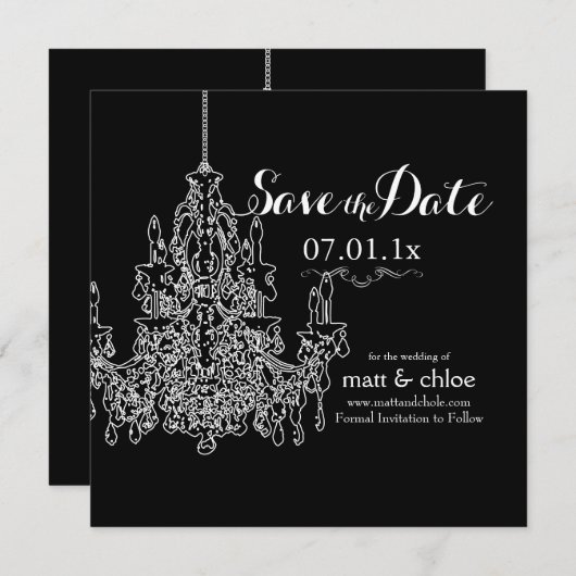 PixDezines kroonluchter/datum/doe-het-zelf kleur o Save The Date (Voorkant / Achterkant)