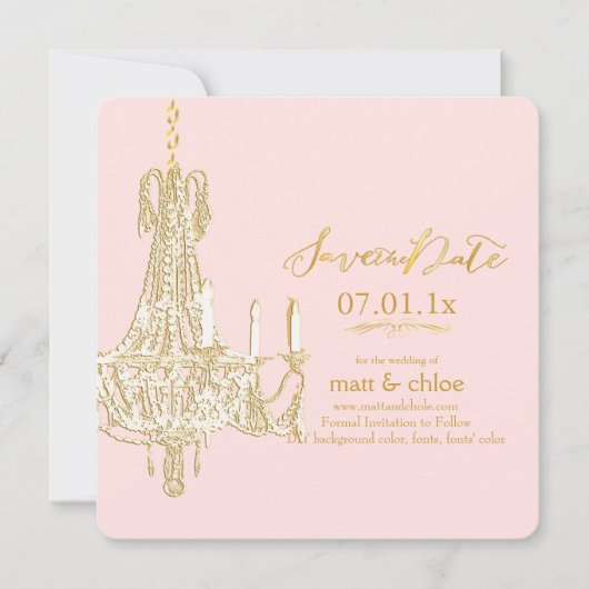 PixDezines kroonluchter/datum opslaan/doe-het-zelf Save The Date (Voorkant)