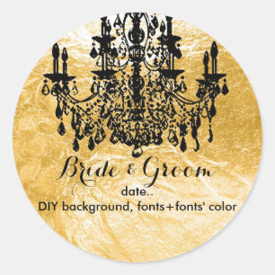 PixDezines kroonluchter/faux gouden folie Ronde Sticker