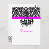 PixDezines kroonluchter + flora + damast routebesc Briefkaart (Voorkant / Achterkant)