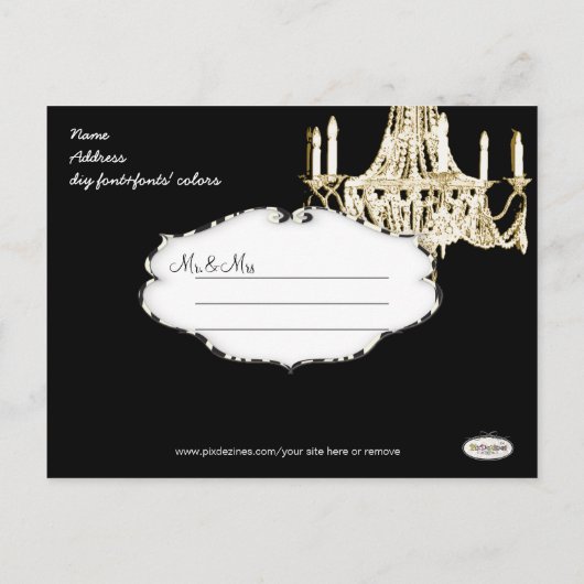 PixDezines kroonluchters/gouden trim/bewaar de dat Aankondigingskaart (Achterkant)