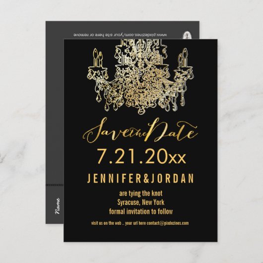 PixDezines kroonluchters/gouden trim/bewaar de dat Aankondigingskaart (Voorkant / Achterkant)