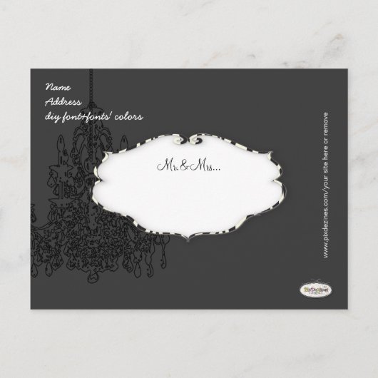 PixDezines kroonluchters/gouden trim/bewaar de dat Aankondigingskaart (Achterkant)