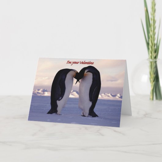 PixDezines Kus Emperor Penguin Valentijnse Feestdagen Kaart (Voorkant)