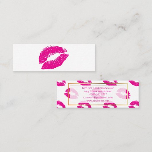 PixDezines kussen hete roze lippen Mini Visitekaartje (Voorkant / Achterkant)